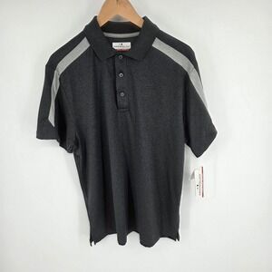 Grand Slam Performance Mens Polo Shirt Medium Gray Heather Colorblock Golf NWT